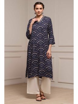 Biba - Women Blue Rayon Kurta
