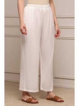 Biba - Women White Viscose Rayon Palazzo