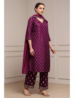 Biba - Women Purple Viscose Kurta with Palazzo and Dupatta