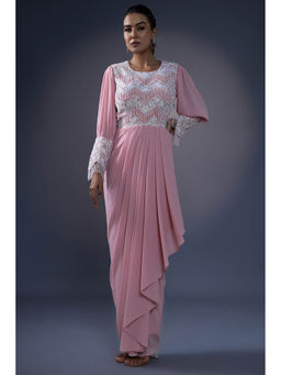 Daatri by meenakshi kakkar - Pink Tassel Embroidered Drape Gown