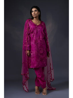 Daatri by meenakshi kakkar - Pink 3D Embroidered Kurta with Salwar and Dupatta (Set of 3)