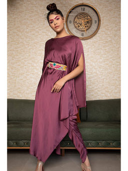 Daatri by meenakshi kakkar - Mauve Dhoti with Kurta and Hand Embroidered Belt (Set of 3)