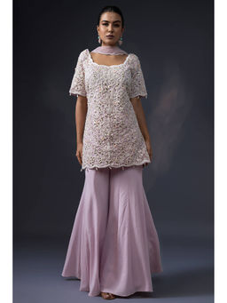 Daatri by meenakshi kakkar - Pink Sharara with Kurti and Dupatta (Set of 3)