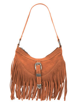 8 Other Reasons - Faux Nappa Suede Fringe Shoulder Bag Brown