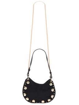 8 Other Reasons - Faux Suede Studded Shoulder Bag Black