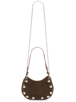 8 Other Reasons - Faux Suede Studded Shoulder Bag Brown