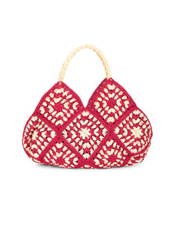 BTB Los Angeles - Stormi Raffia Tote Bag Red