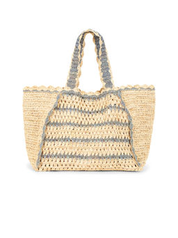 BTB Los Angeles - Tulay Raffia Tote Bag Natural & Blue