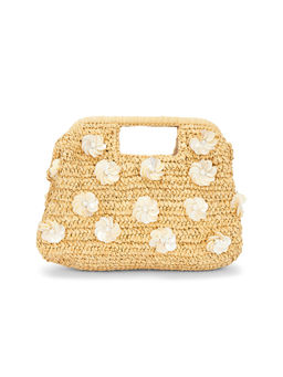 BTB Los Angeles - Dottie Raffia Embellished Clutch Natural