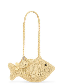 Damson Madder - Fish Raffia Shoulder Bag Natural