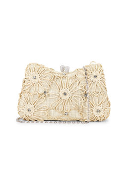 Emm Kuo - Gustavia Raffia Floral Clutch Natural Raffia