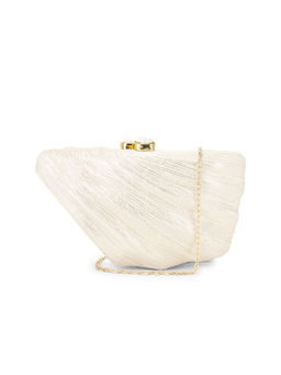 Emm Kuo - Saline Fan Shaped Textile Clutch Ivory