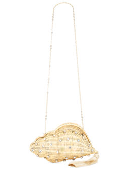 Emm Kuo - Shell Shaped Wicker Crossbody Bag Beige