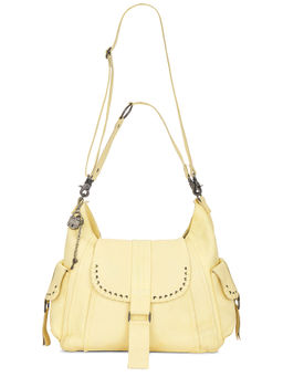 Free People - Leigh Distressed Leather Hobo Bag Yellow