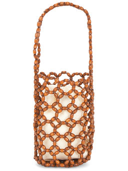 Hat Attack - Isla Beaded Wooden Mini Bag Brown