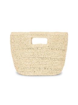 Nikki Beach - Malaga Raffia Top Handle Handbag Beige