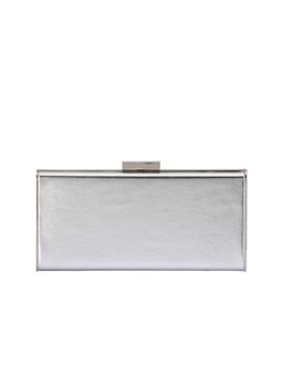 olga berg - Samantha Slimline Vegan Leather Clutch Silver