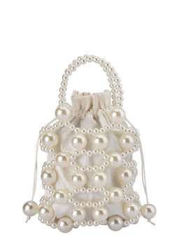 olga berg - Sammy Beaded Cage Handbag Off White