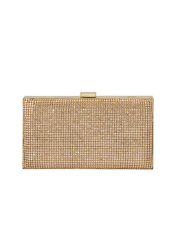 olga berg - Stef Crystal Box Clutch Gold