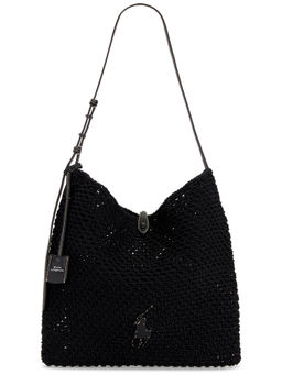 POLO RALPH LAUREN - Cotton Crochet Messenger Bag Black