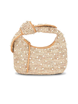 Poolside - Josie Knot Raffia Handbag Beige
