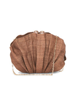 Poolside - Origami Handwoven Straw Clutch Brown