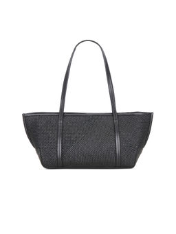 St. Agni - Woven Leather Slim Bateau Tote Bag Black
