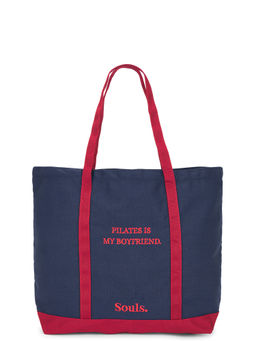 Souls. - Pilates Slogan Canvas Tote Bag Navy Blue