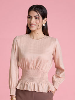 Twenty Dresses by Nykaa Fashion - Pink Solid Peplum Top