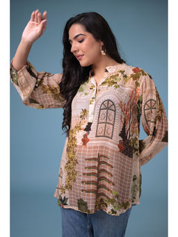 Zari Jaipur - Cream Printed Tunic