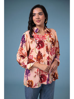Zari Jaipur - Peach Printed Tunic