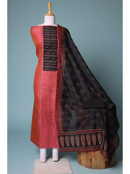 Zari Jaipur - Red Printed Dress Material (Set of 3)