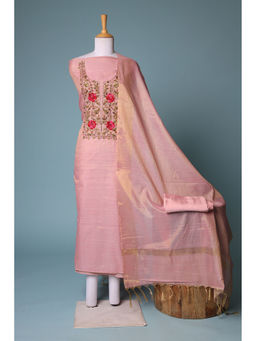 Zari Jaipur - Pink Embroidery Dress Material (Set of 3)