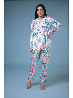 Zari Jaipur - Pink Printed Tunic with Pant (Set of 2)