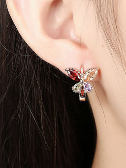 Yellow Chimes - Rose Gold-Plated CZ-Studded Contemporary Studs
