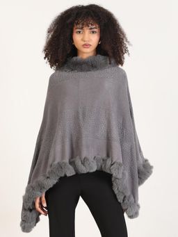 SHOWOFF - Women Solid Grey Asymmetric Poncho