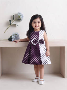 Blabber - Multi-Color Satin Polka Dots Sleeveless Printed Party Frock With Booties
