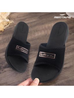 Red Tape - Women's Eva Comfort Sliders - Black