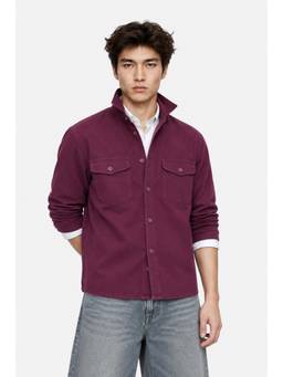 Snitch - Mens Burgundy Full Sleeves Boxy Casual Shirt