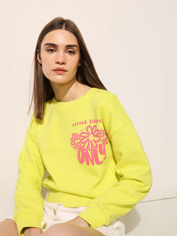 ONLY - Womens Green Printed Regular Fit Sweatshirt