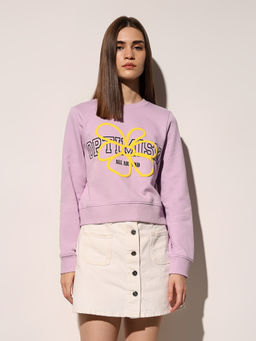 ONLY - Womens Lavender Typography Regular Fit Sweatshirt