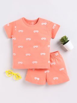 Clt.s - Kids Orange Printed Print Night Suit (Set of 2)