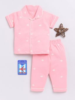 Clt.s - Kids Pink Printed Print Half Sleeve Night Suit (Set of 2)