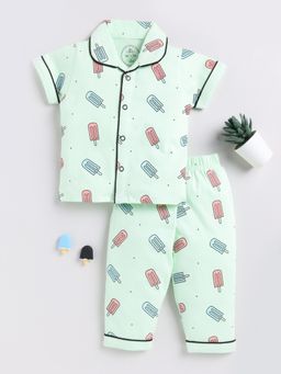 Clt.s - Kids Sea Green Printed Print Half Sleeve Night Suit (Set of 2)