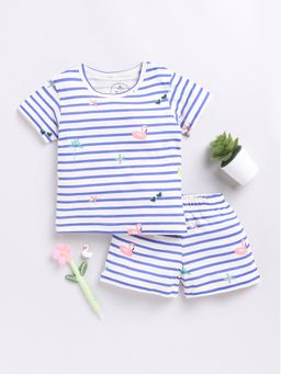 Clt.s - Kids Blue Striped Night Suit (Set of 2)