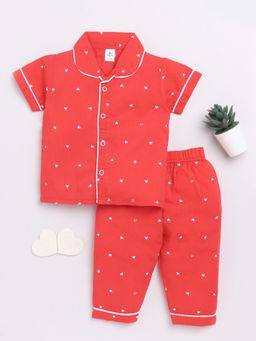 Clt.s - Kids Red Printed Half Sleeve Night Suit (Set of 2)