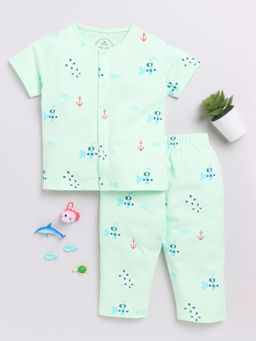 Clt.s - Kids Sea Green Printed Print Half Sleeve Night Suit (Set of 2)