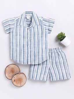 Clt.s - Kids Blue Striped Half Sleeve Night Suit (Set of 2)