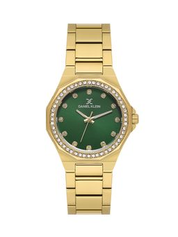 Daniel Klein - Dual-Tone IPS-IPG Dark Green Sunray Dial Stone Stainless Steel Watch DK.1.13918-4 (M)