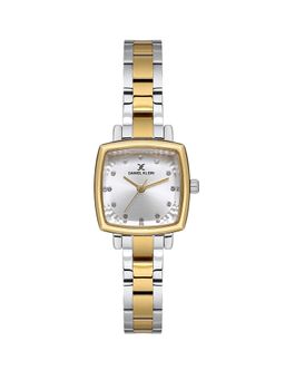 Daniel Klein - Dual-Tone IPS-IPG Silver Embossed Dial Stone Stainless Steel Watch DK.1.13922-4 (M)